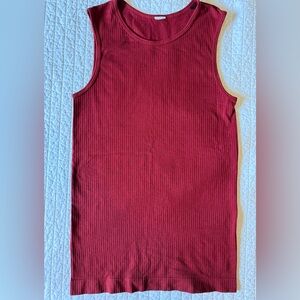 Zyia Active Women's Ribbed Brick-Red Tank Top